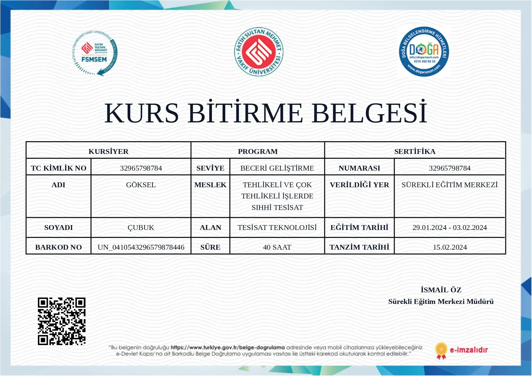TEHLİKELİ VE ÇOK TEHLİKELİ İŞLERDE SIHHİ TESİSAT
